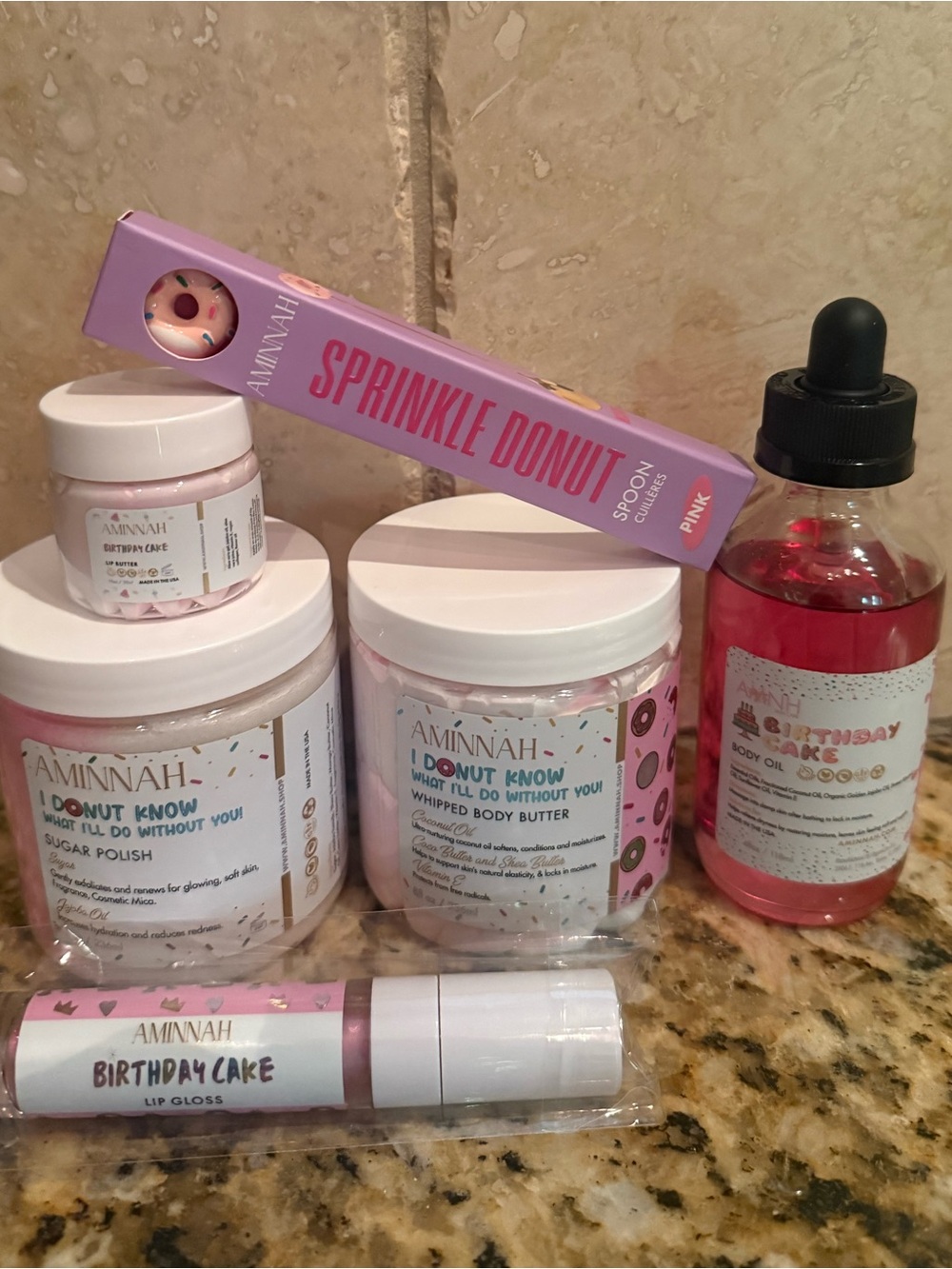 AMINNAH Sprinkle Donut Birthday Cake Body Set - limited edition